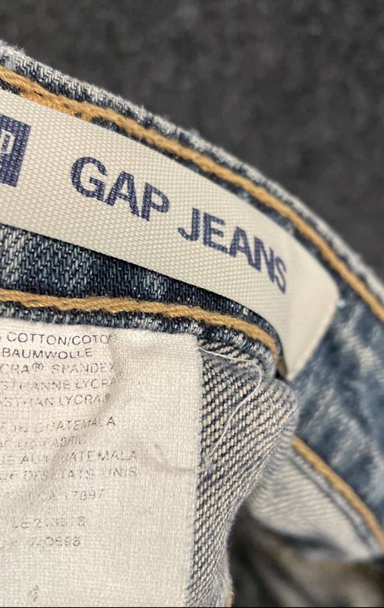 Gap Women's Blue Denim Skirt Zip Cargo Pockets Front Pleat Slit Sz 4