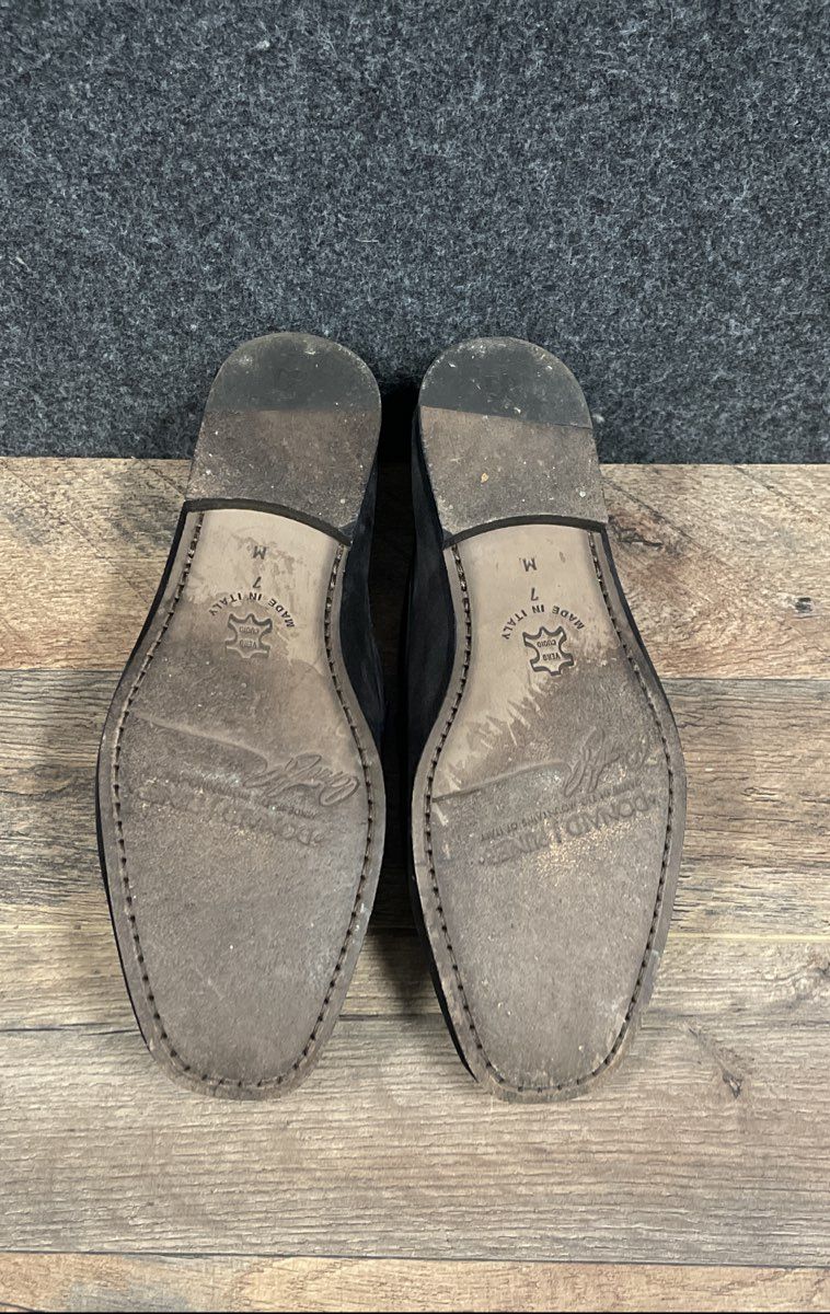 Donald J Pliner Dacio Black Suede Blue Stitching Bit Loafers Men's Size 7 M