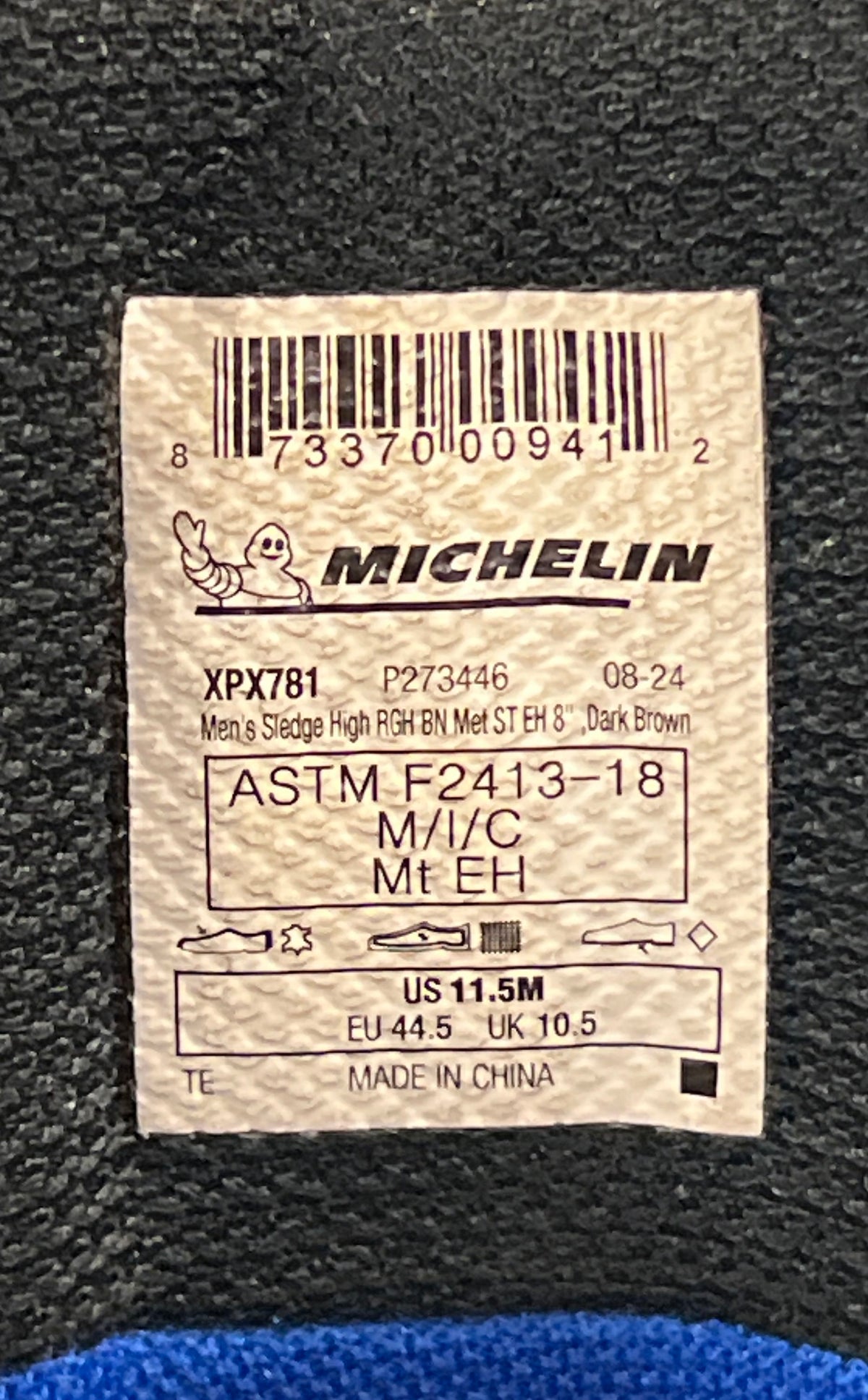 Michelin Sledge High Metatarsal Steel Toe Dark Brown Work Boots Size 11.5M