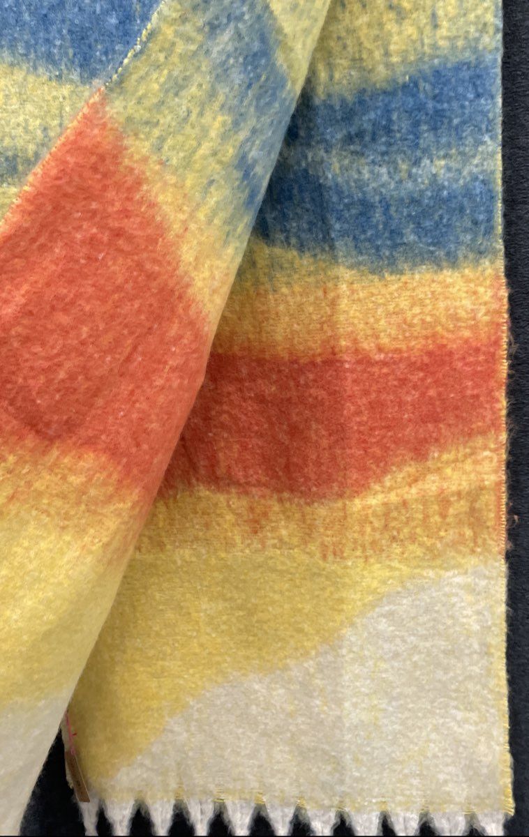 Natural Life Women's Multicolor Blue Orange Soft Fuzzy Fringed Scarf NWT