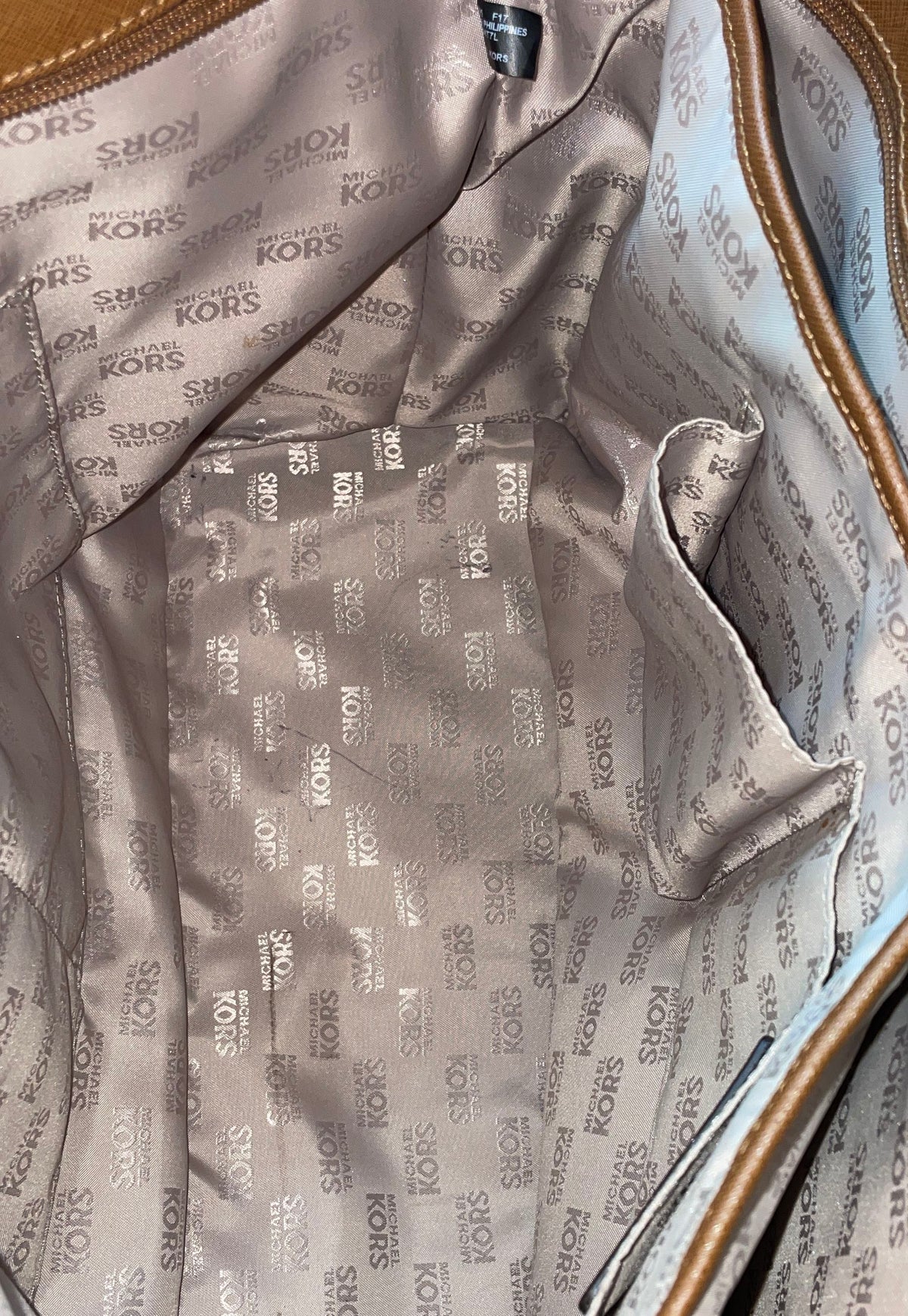 Michael Kors Brown Saffiano Leather Jet Set Travel Large Tote Bag Gold Hardware