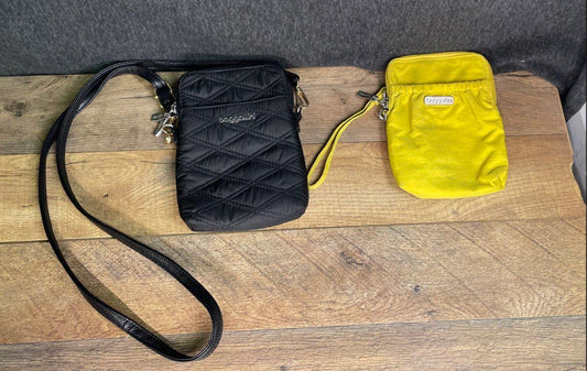 Baggallini Black Quilted RFID Crossbody and Yellow Wristlet Bag Lot of 2
