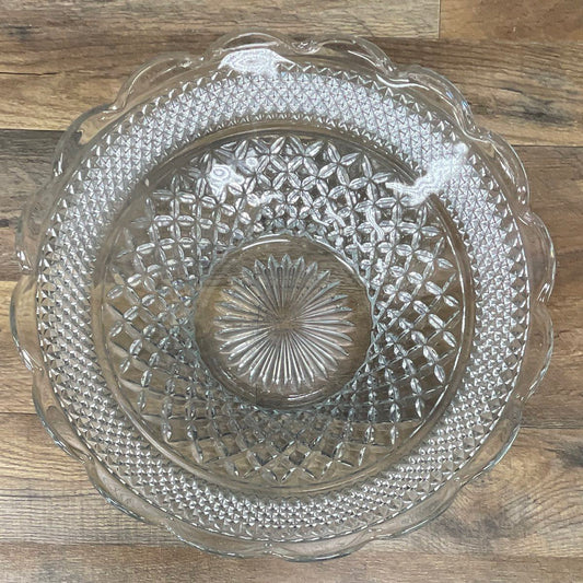 Anchor Hocking Wexford Large Serving Bowl 14" Clear Pressed Glass Vintage