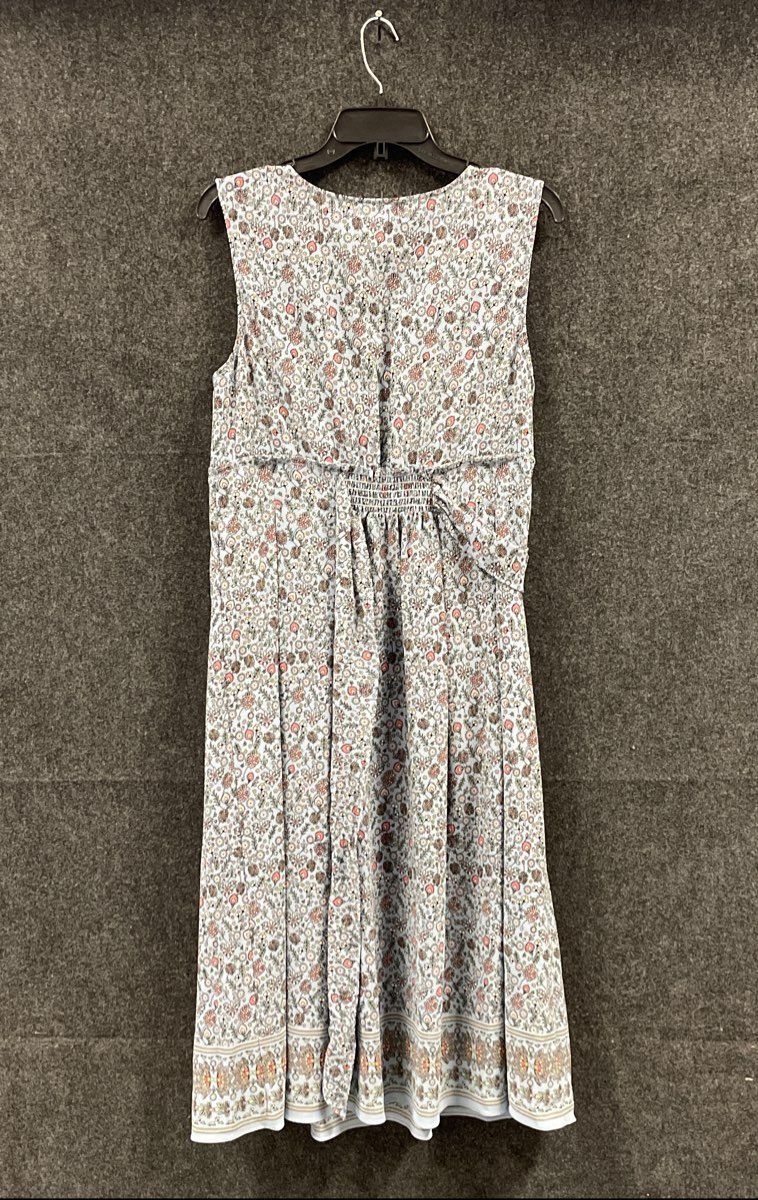 Max Studio Women's Blue Floral Sleeveless Faux Wrap Midi Dress Sz M NWT