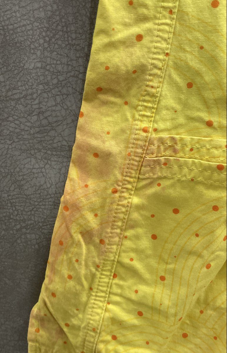 Hello Kitty and Friends Women's Scrub Top Yellow Rainbow Character Graphic Sz S