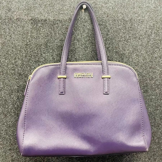 Kenneth Cole Reaction Purple Metallic Faux Leather Satchel Handbag