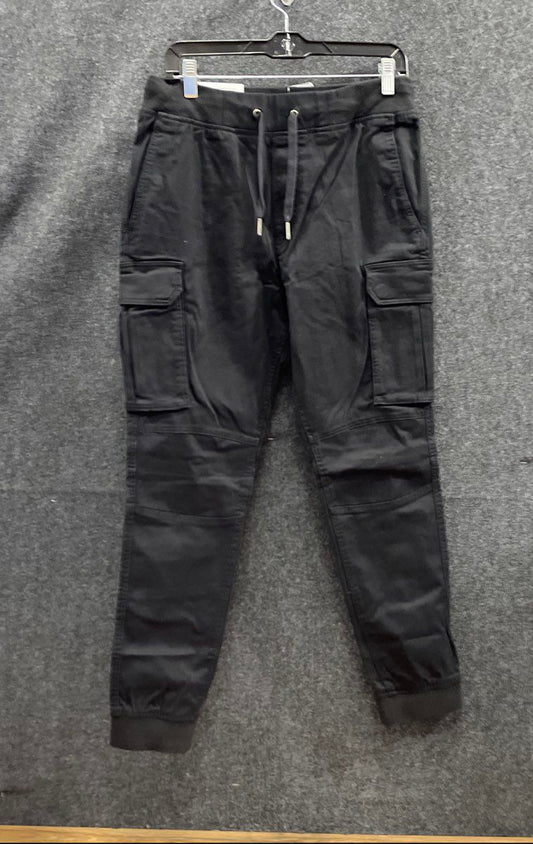 H&M Men's Black Skinny Fit Stretch Cargo Jogger Pants Drawstring Sz S NWT