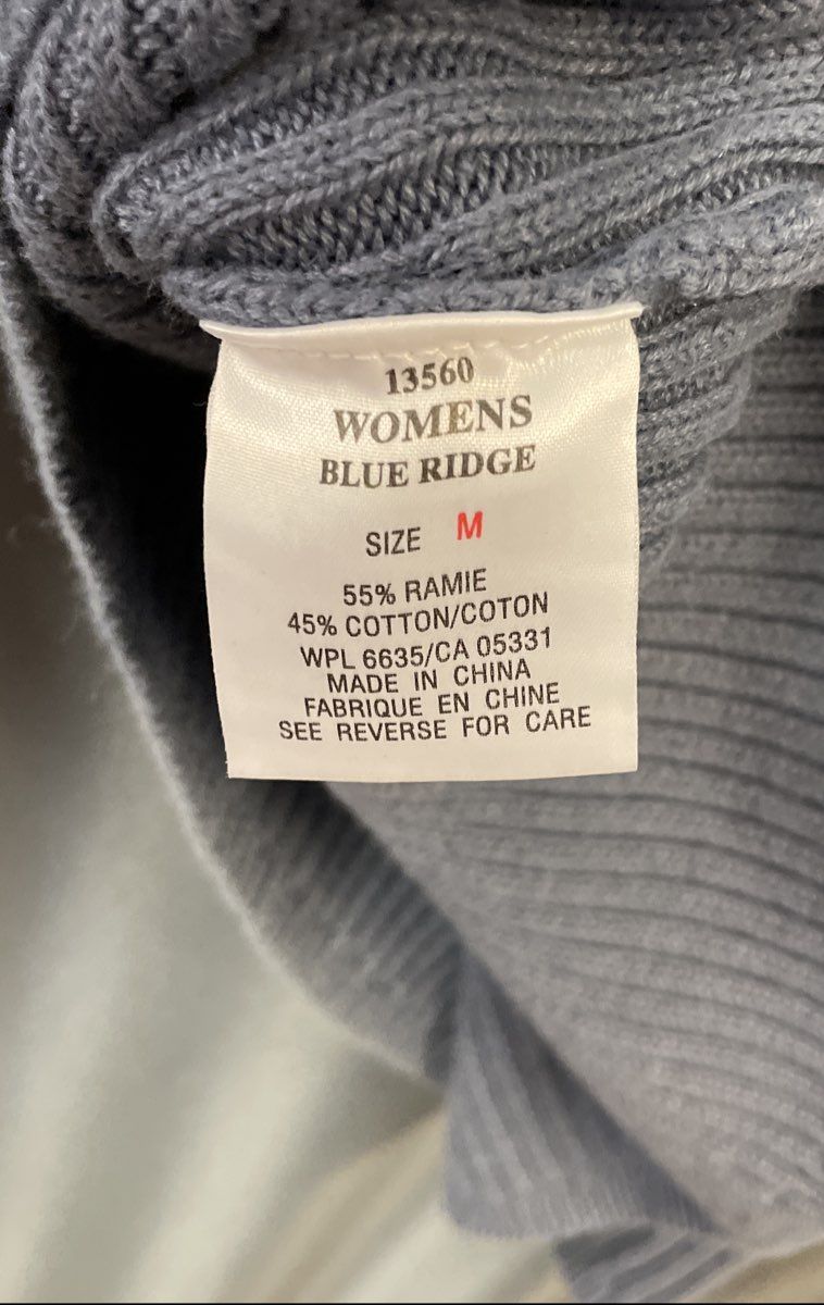 Woolrich Women's Blue Ridge Ribbed Mock Neck Sweater Ramie Cotton Blend Sz M