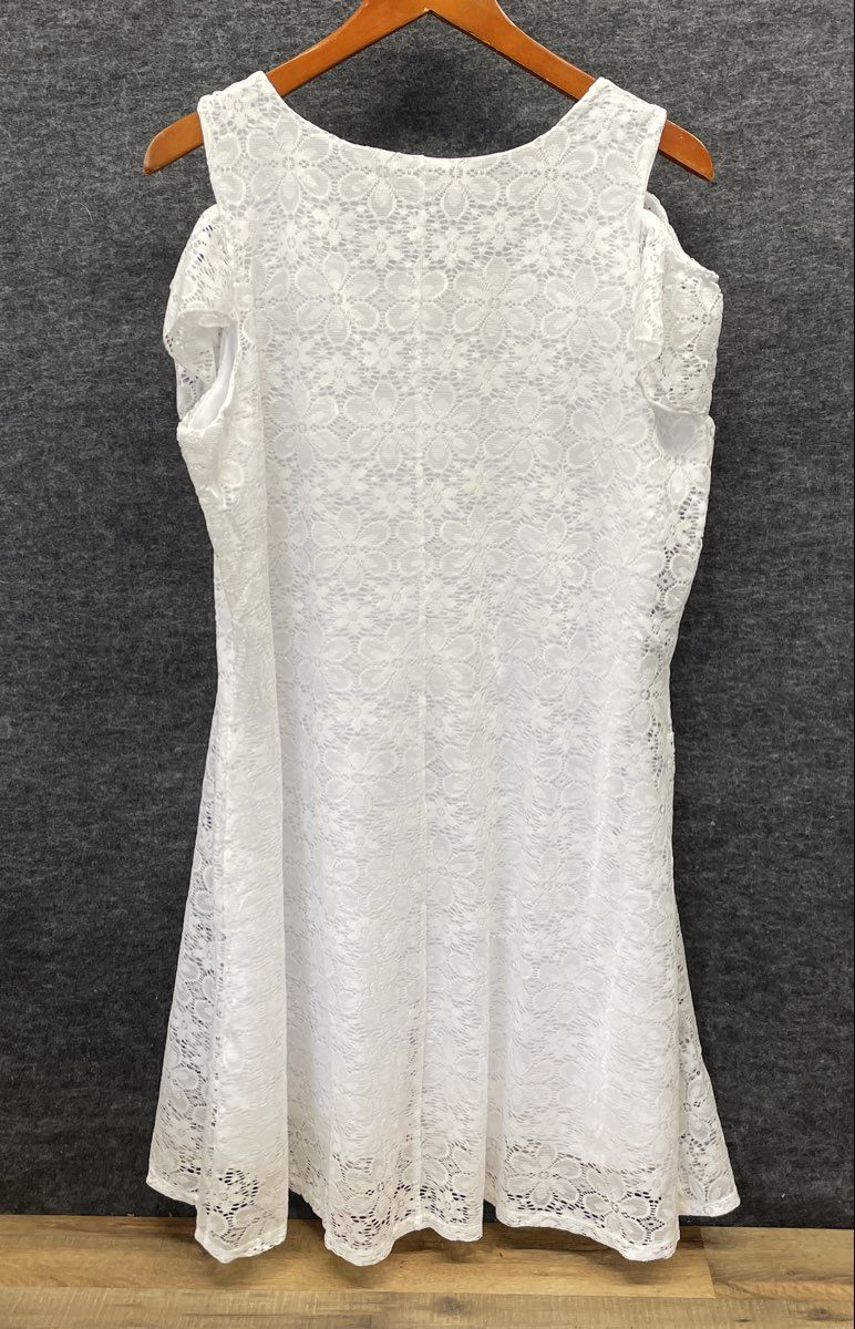 Kim Rogers Women's White Floral Lace Cold Shoulder Dress Petite Sz PXL NWT