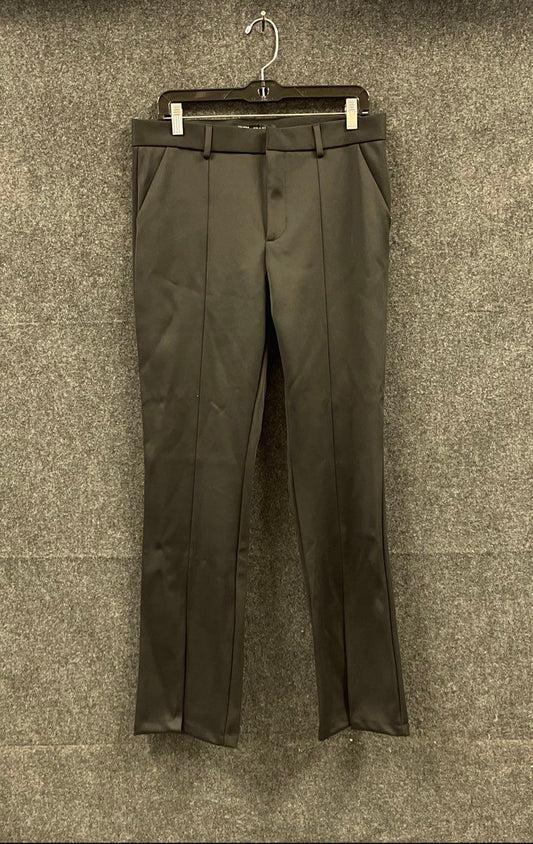 Zara Women's Black Pintuck Stitched Crease Stretch Trousers Dress Pants NWT XL