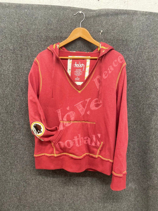 Touch by Alyssa Milano Women's Redskins V-Neck Hoodie Burgundy Graphics Sz XL
