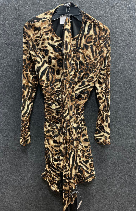 Fashion Nova Women's Reese Rhinestone Mesh Leopard Mini Dress Sz XL NWT