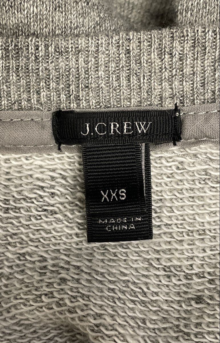 J.Crew Women's Gray Embroidered Floral Quilted Front Sweatshirt Sz XXS