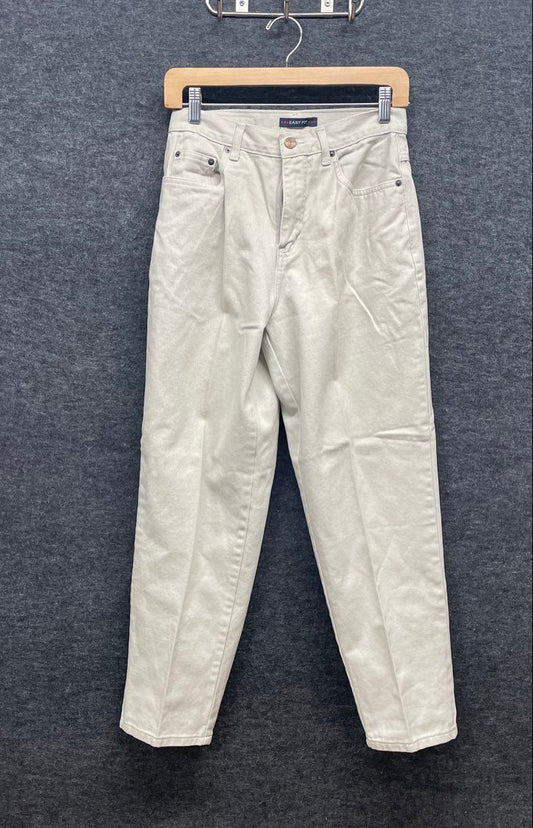 Vintage 90s Bill Blass Women's Off-White Petite Easy Fit High Rise Jeans Sz 6P