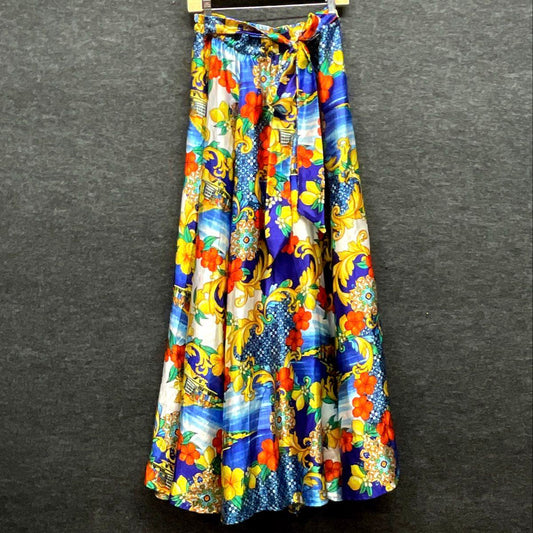 Her Destiny Women's Multicolor Floral Baroque Coastal Print Maxi Skirt Sz M