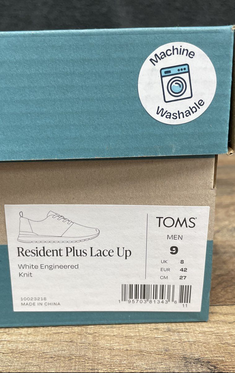 TOMS Resident Plus Lace Up White Engineered Knit Men's Sneakers Size 9 DS NIB