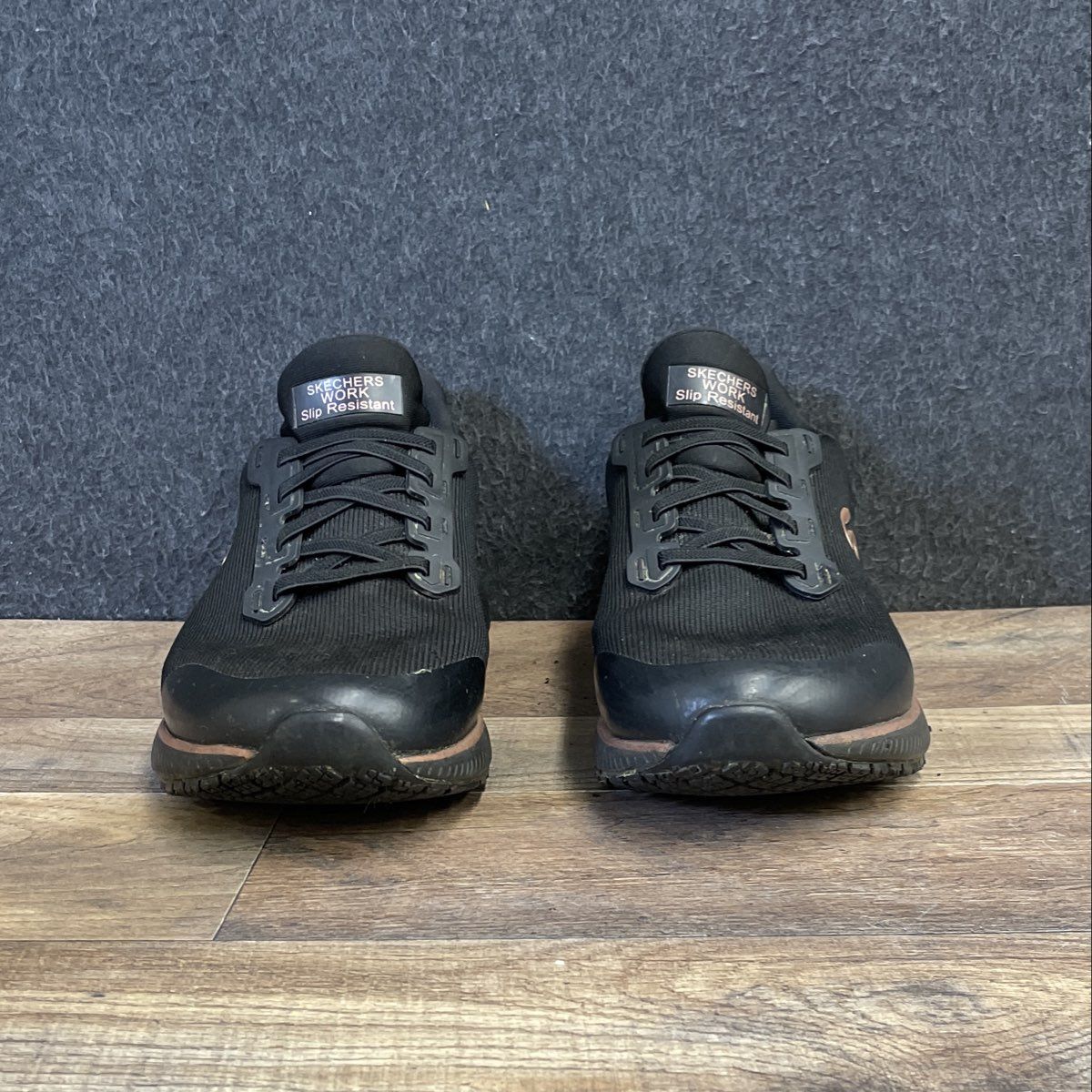 Skechers Work Squad SR Black Rose Gold Slip Resistant Shoes Women's Size 8.5