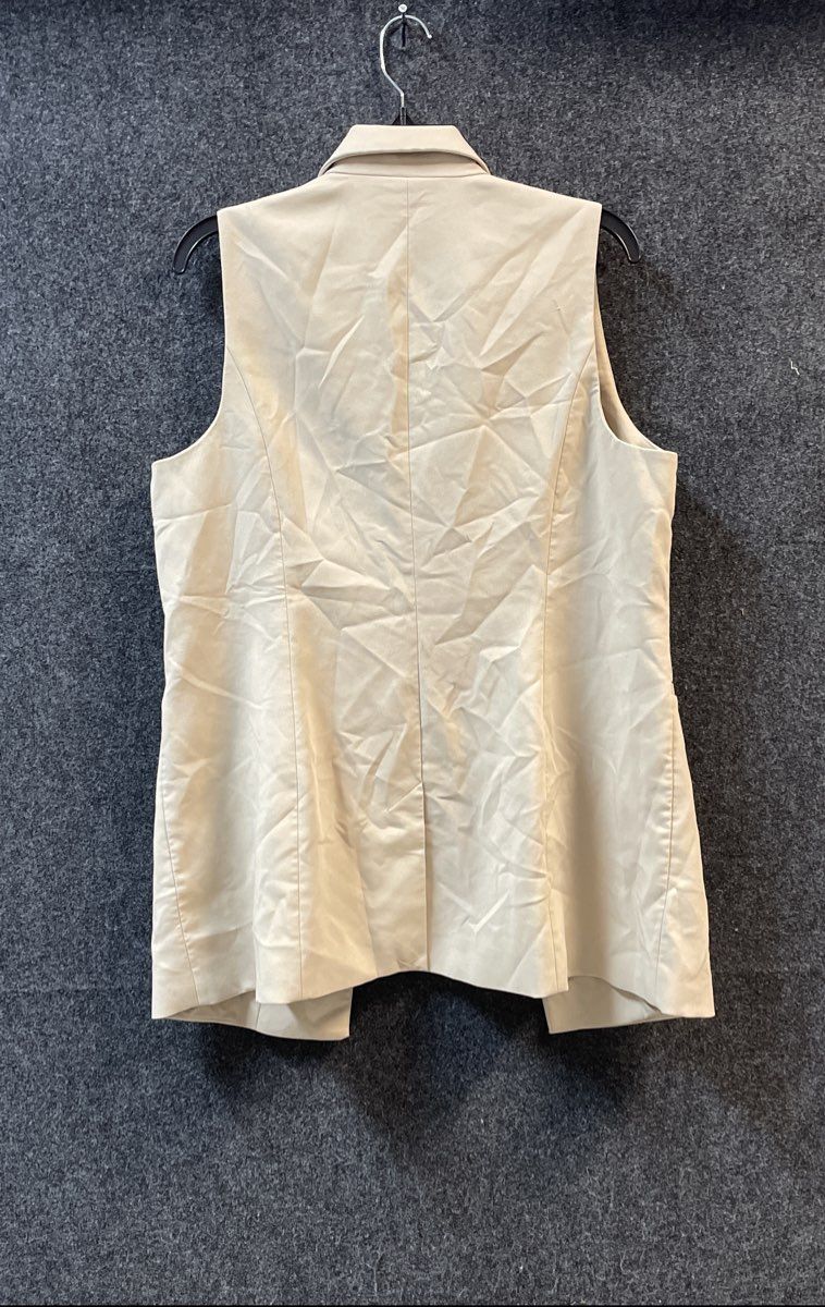 Maison D'amelie Women's Beige Longline Sleeveless Open Front Vest Sz M