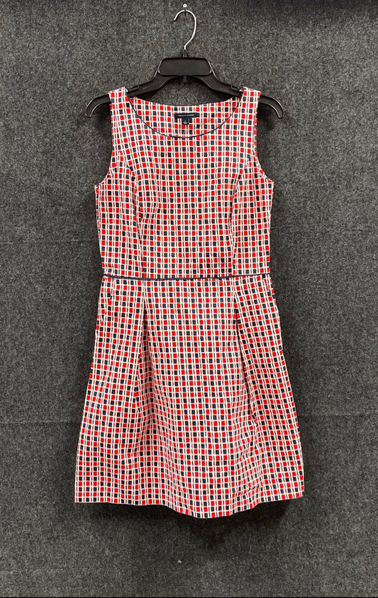 NWT Tommy Hilfiger Women's Dress Red Blue Geometric Print A-Line Size 4
