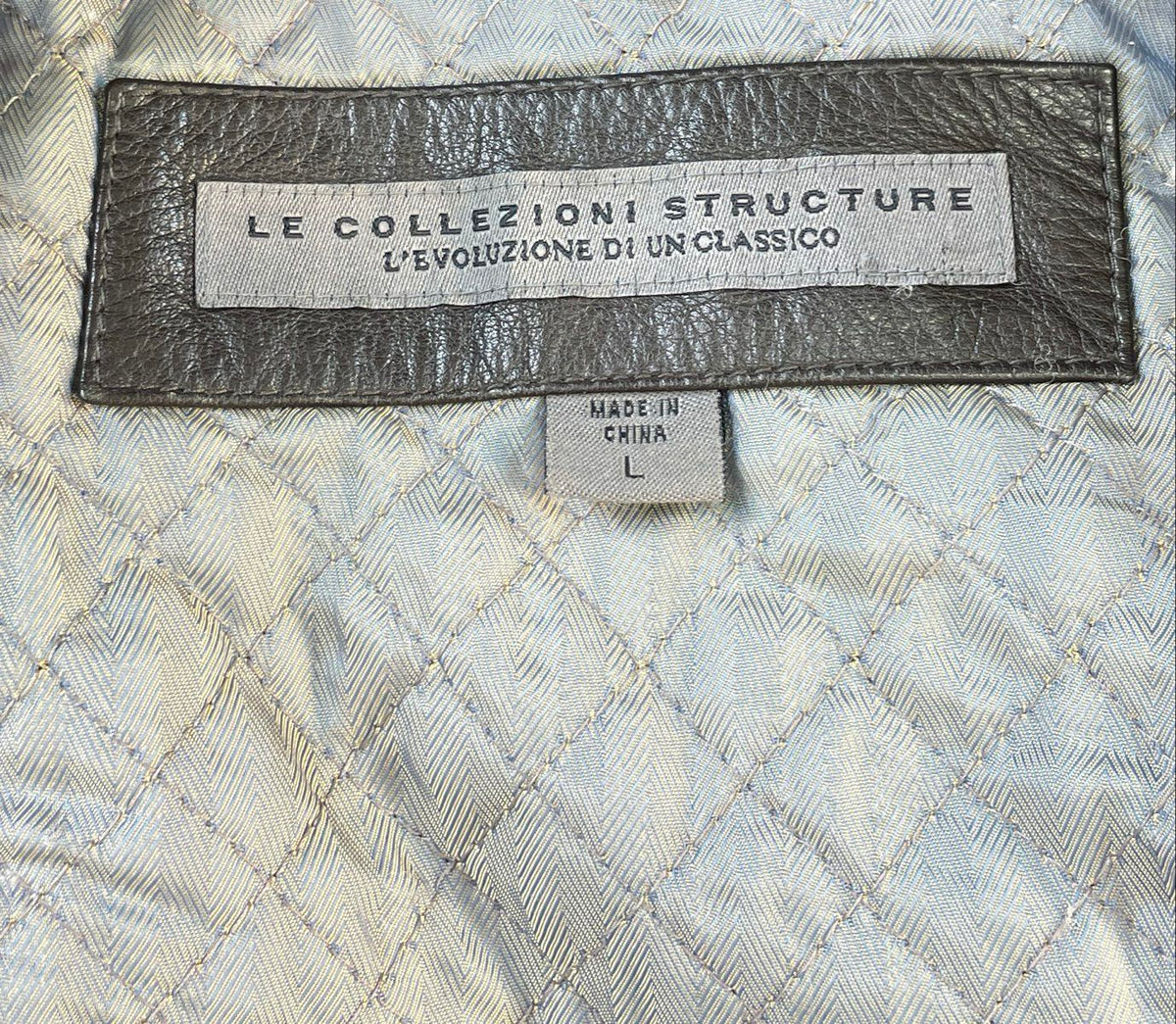 Vintage 90s Structure Men's Black Genuine Leather Quilted Zip Jacket Sz L