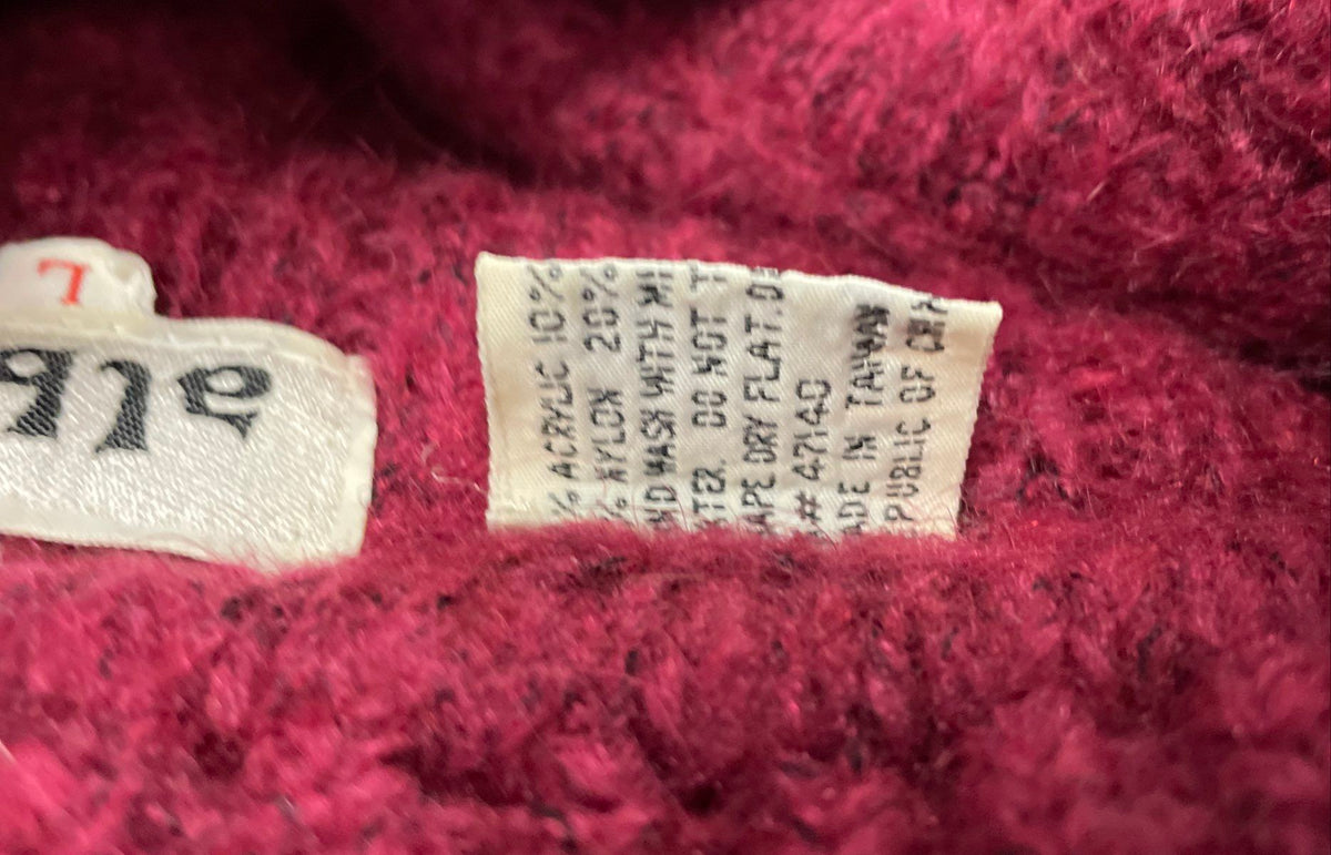 Albee Women's Pink Ribbed Knit Mock Neck Fuzzy Sweater Size L Vintage 90s