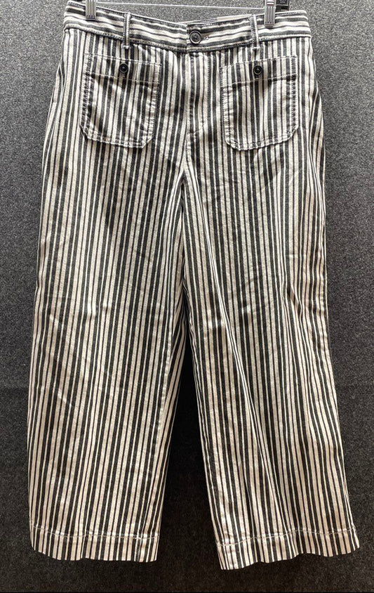 Loft Women's Palmer Wide Leg High Rise White Striped Pants Sz 10 NWT