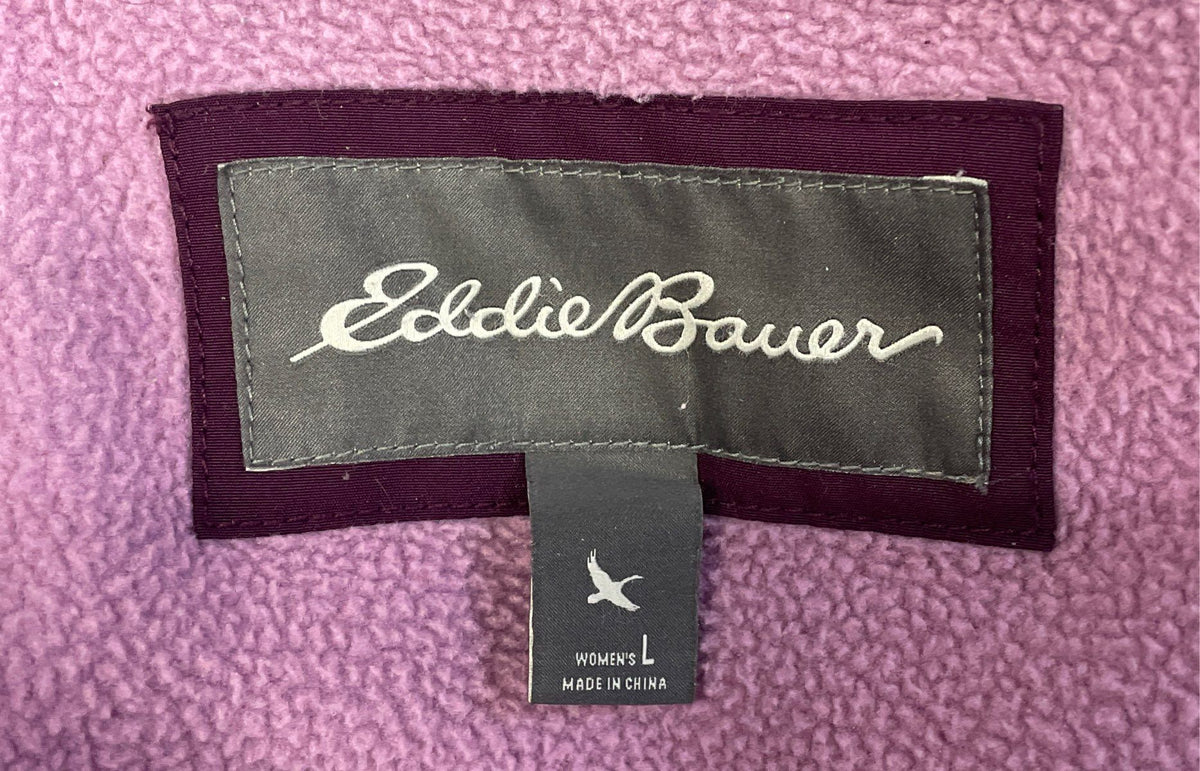Eddie Bauer Women's Purple Fleece Lined Hooded Jacket Full Zip Outdoor Sz L