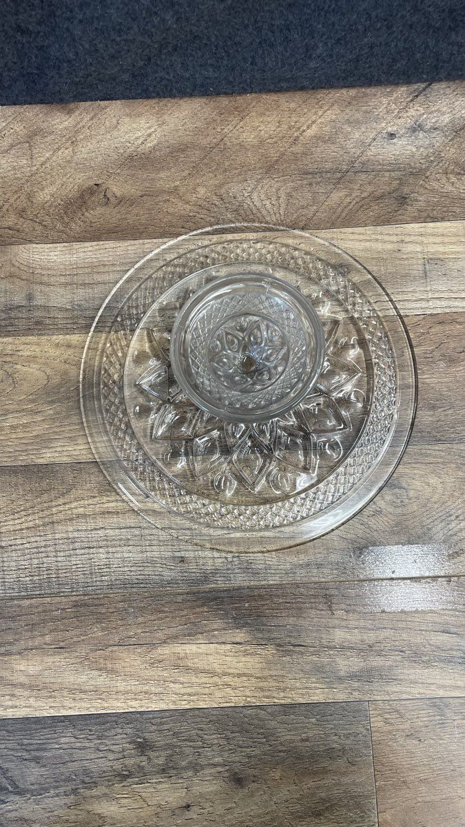Glass "Cape Cod" Pattern Pedestal Cake Stand