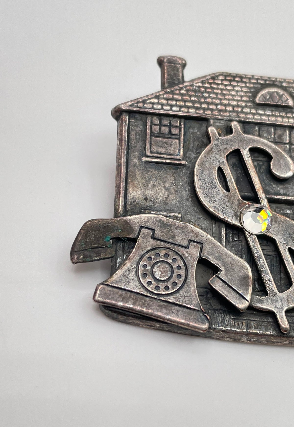 925 Sterling Silver W/ Low Grade Backing (Ag 86) For Sale House Brooch Pin 12.4g