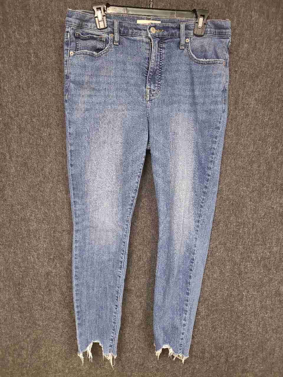 Lucky Brand Women's Medium Wash Frayed Raw Hem Skinny Jeans Size 14/32 A