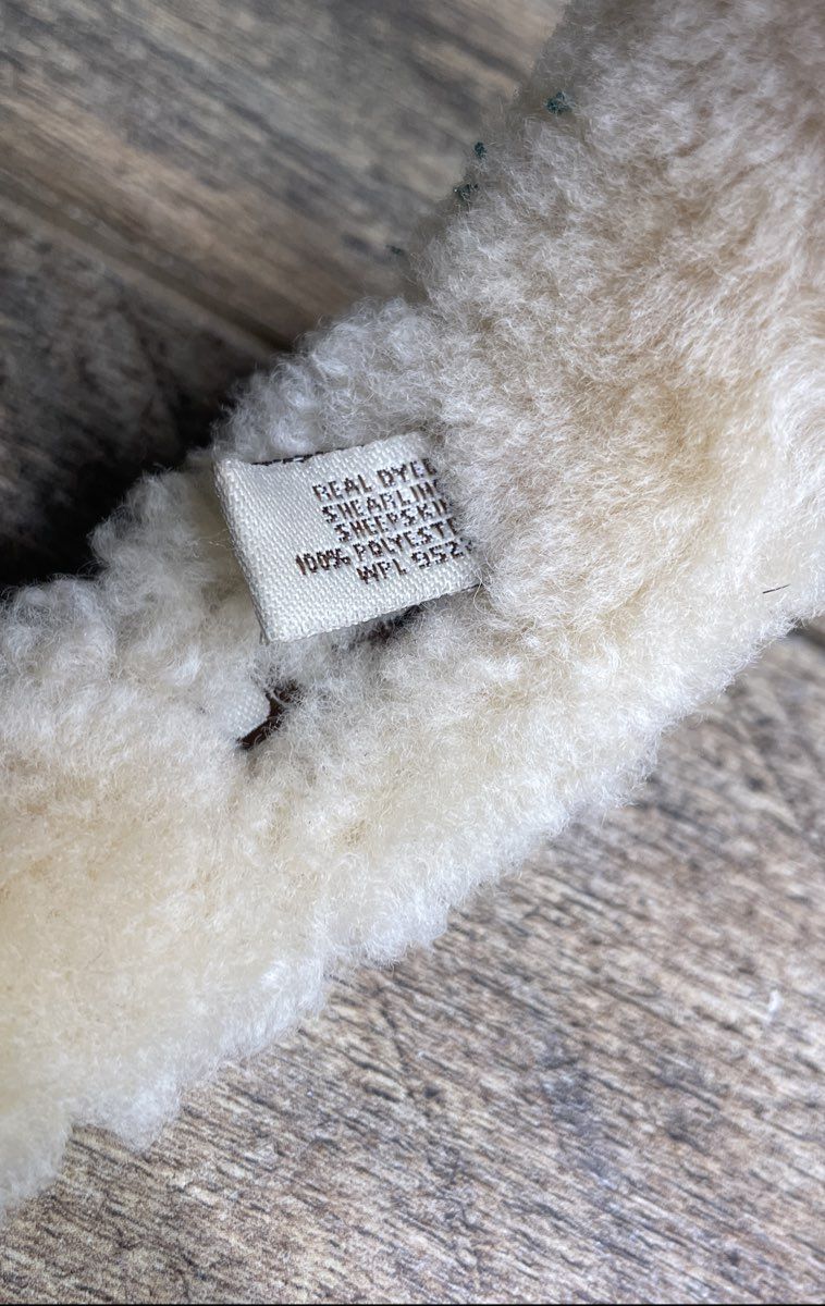 UGG Women's Brown Sheepskin Shearling Earmuffs Cream Fleece Gold Tone Logo