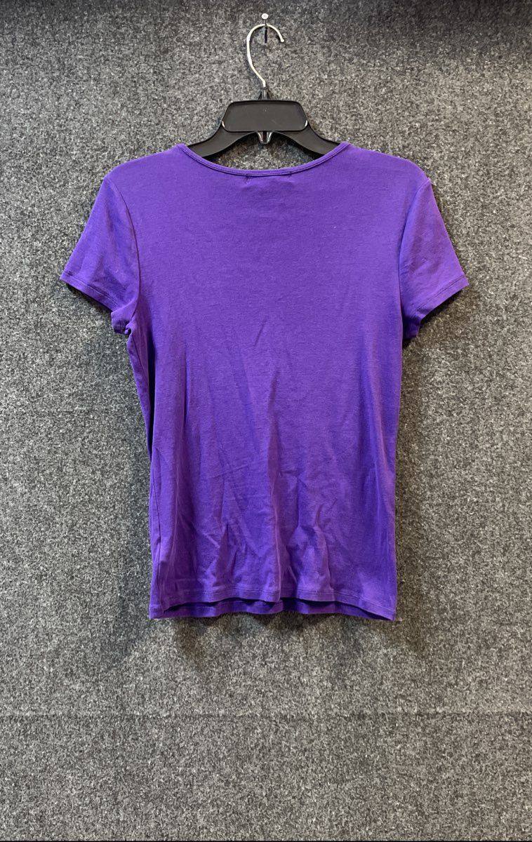 Lauren Ralph Lauren Women's Purple Equestrian Bit Rhinestone Cotton Shirt Sz S