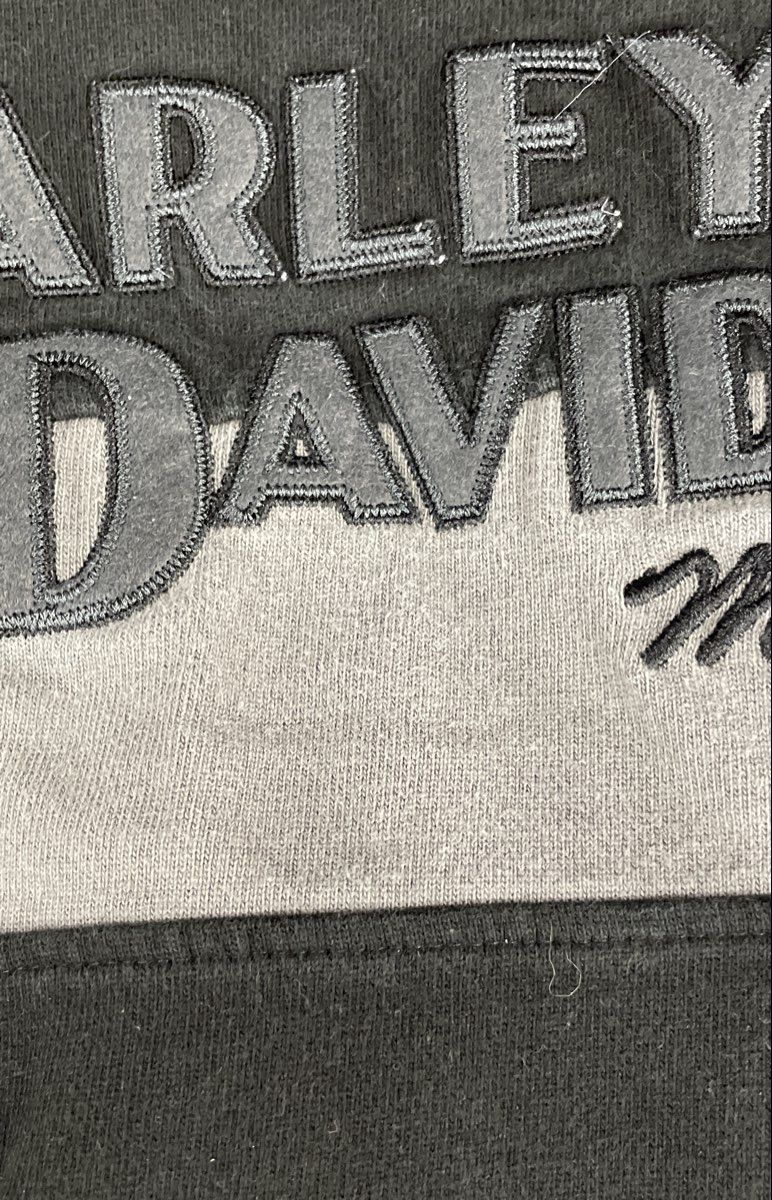 Harley-Davidson Motorcycles Long Sleeve V-Neck Jersey Shirt Black Grey Sz XL