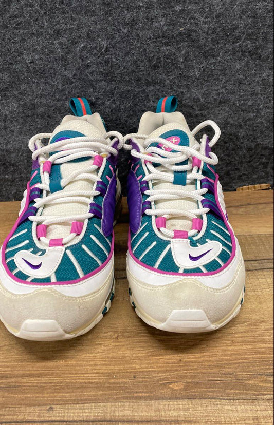 Nike Air Max 98 Teal Nebula Grape White Running Shoes Women's Size 8