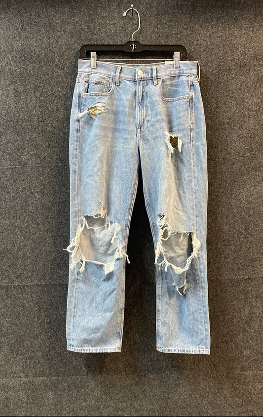 American Eagle Women's 90s Boyfriend Jeans Light Wash Distressed Sz 8 NWT