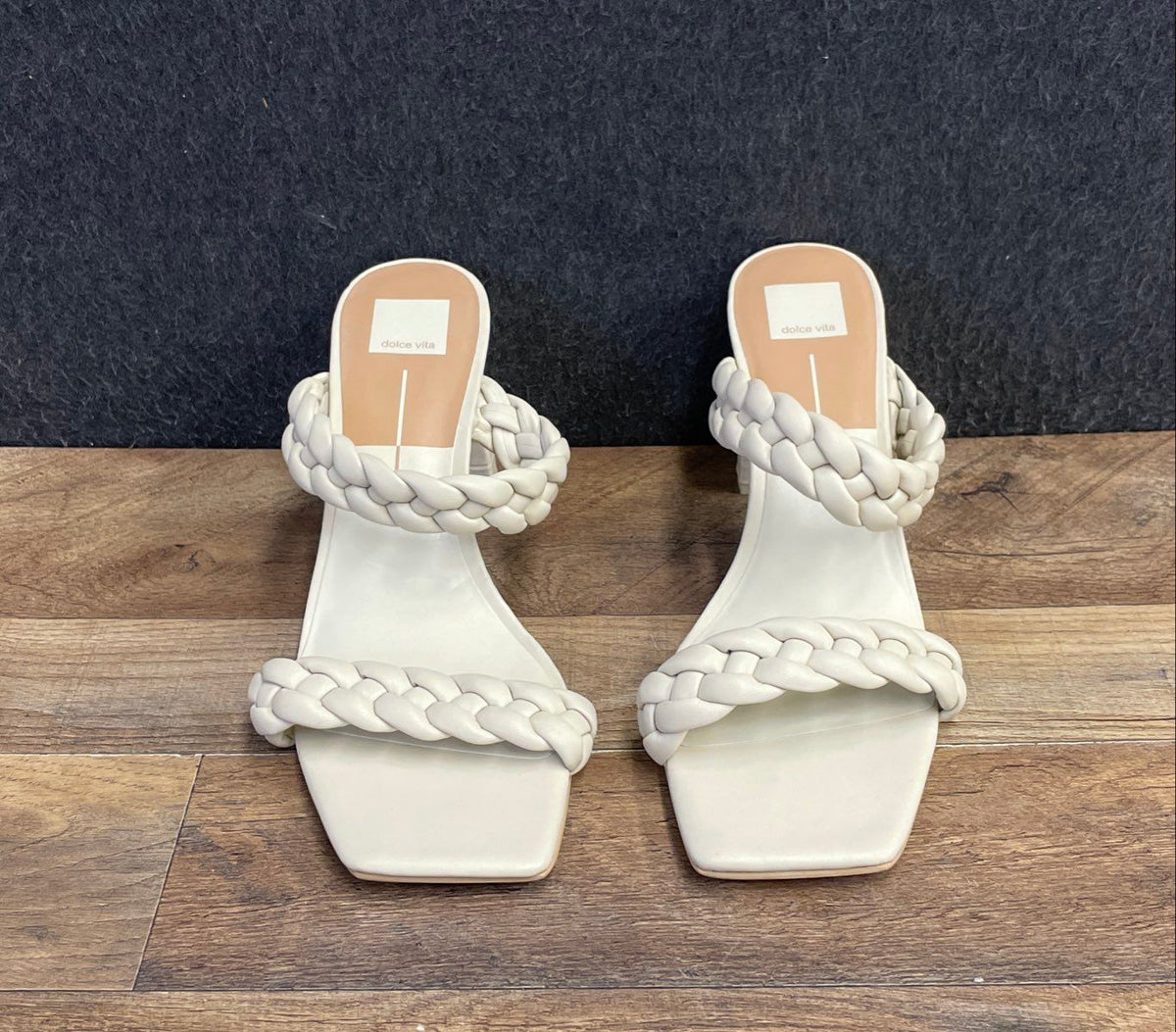 Dolce Vita Paily White Braided Double Strap Block Heel Sandal Size 13