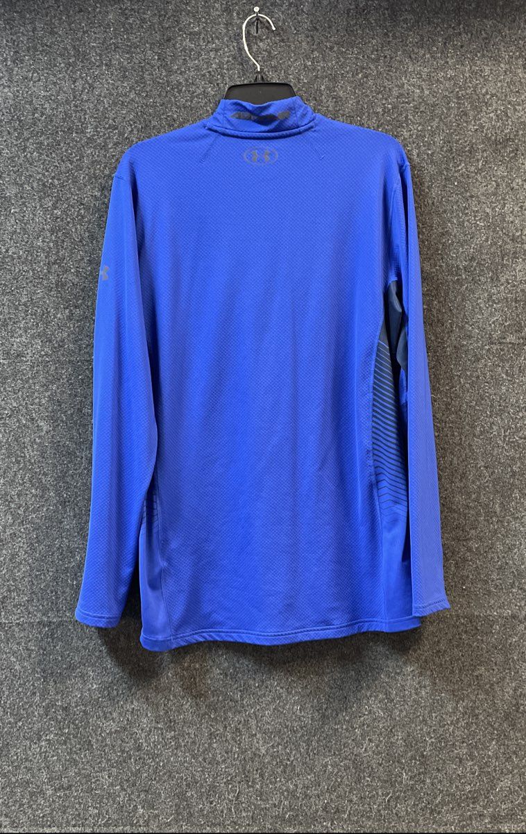 Under Armour Men's ColdGear Reactor Fitted Mock Neck Long Sleeve Blue Shirt Sz L