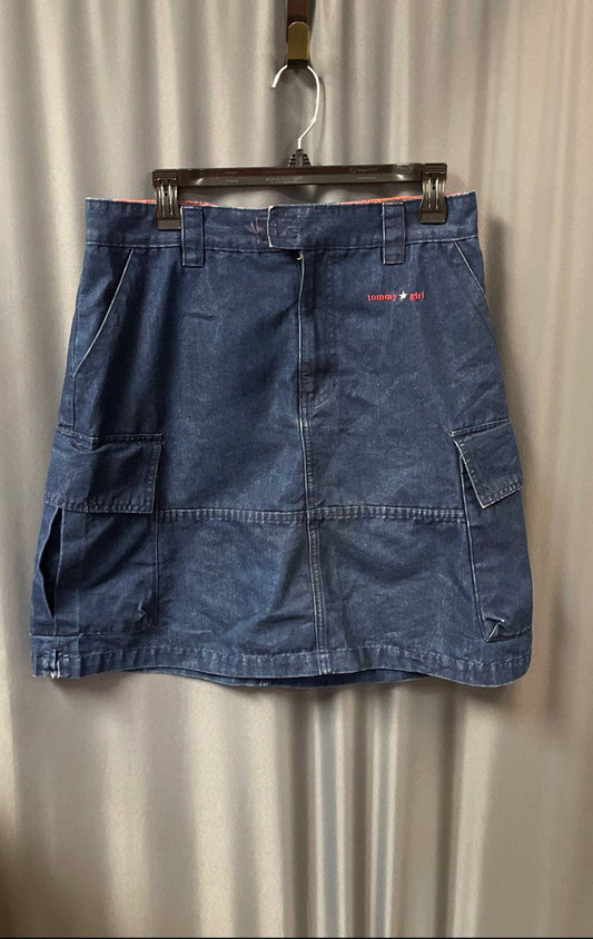 Vintage 90s Tommy Jeans Women's Blue Denim Cargo Mini Skirt Sz 11