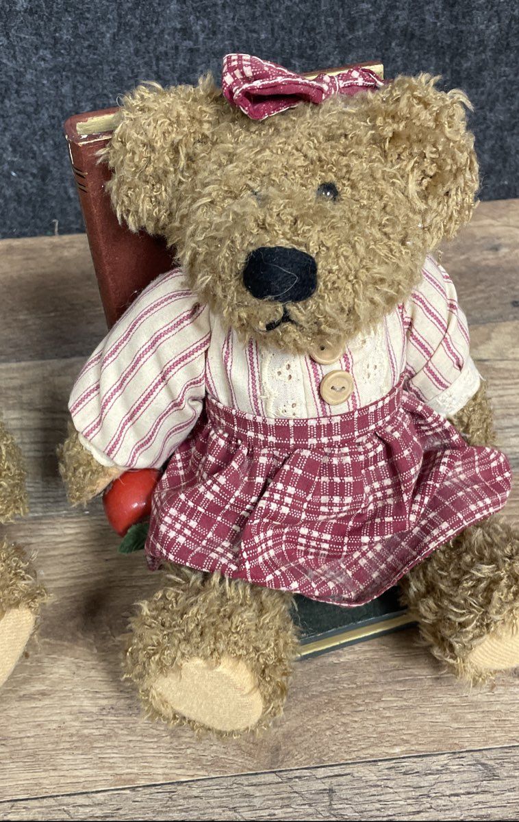 Vintage Plush Teddy Bear Bookends