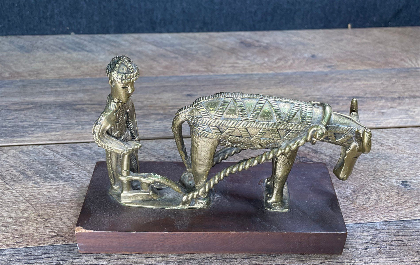 Lot Of 3 Vintage Styled Brass/Wooden Figurines