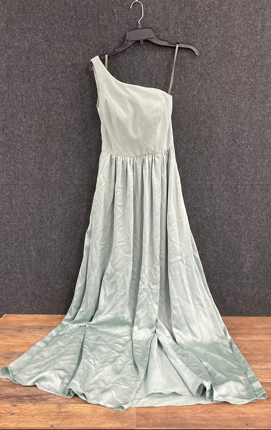 White by Vera Wang Women's Sage Green One Shoulder Bridesmaid Maxi Dress Sz 0