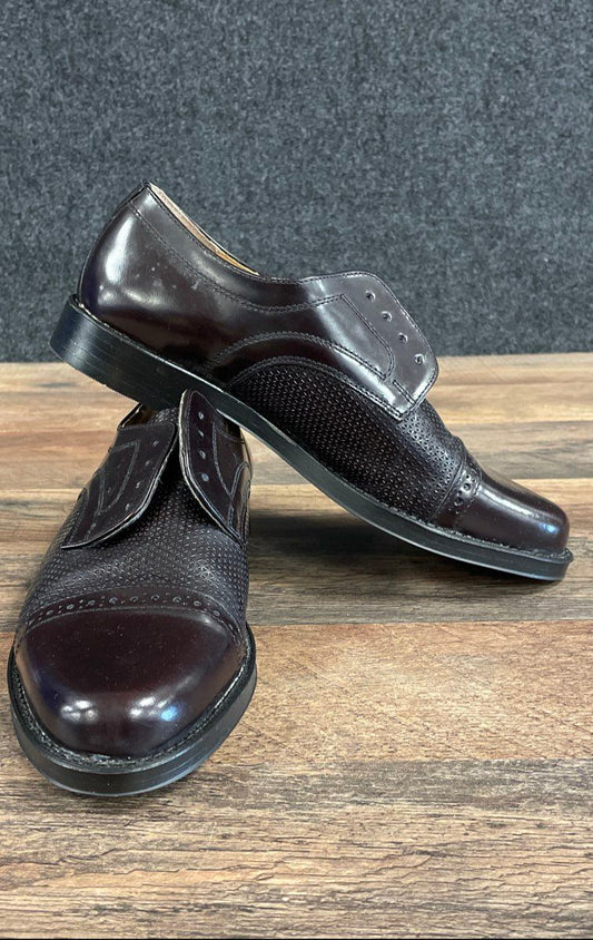 Tapi Burgundy Leather Cap Toe Derby Dress Shoes Men's Size EU 42