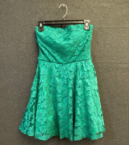 Lily Rose Women's Strapless Emerald Green Floral Lace Dress Size M NWT