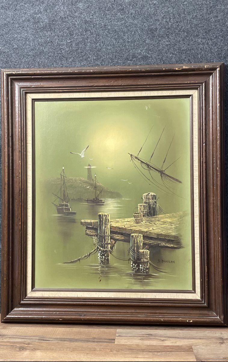 Vintage Oil Painting on Canvas by B. Duncan