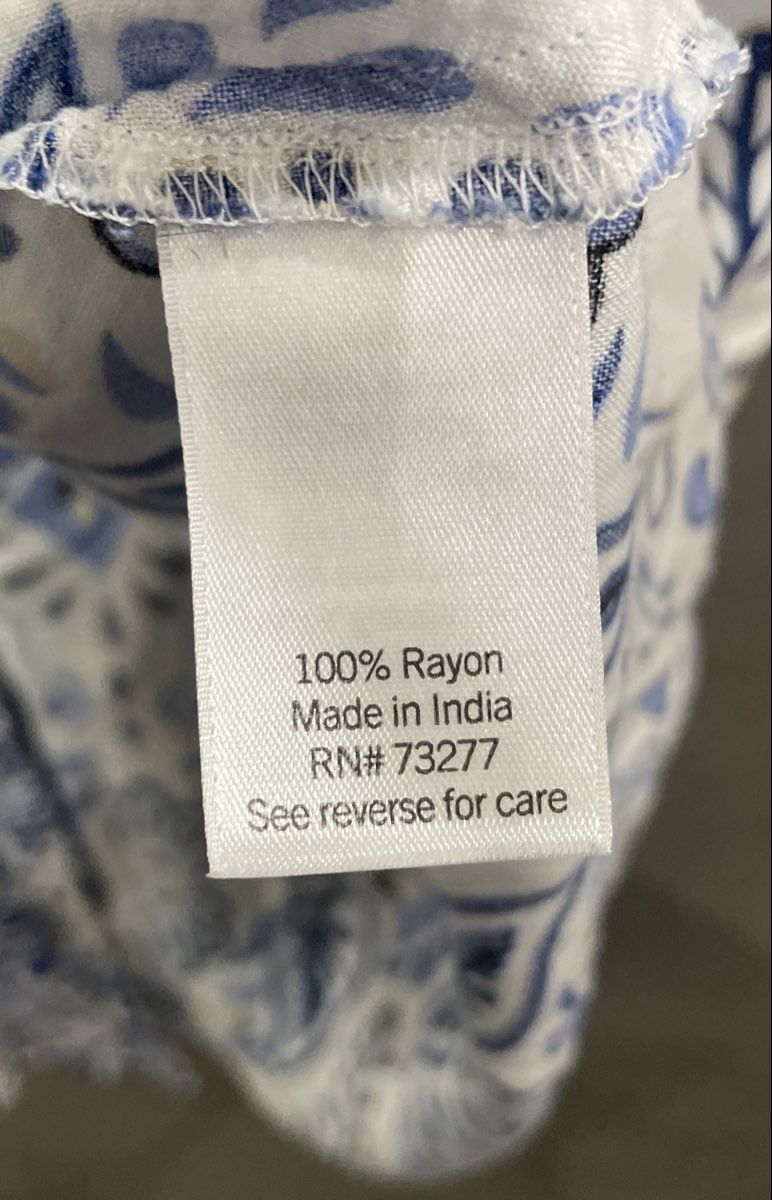 Croft & Barrow Women's Blue Floral Button Up Rayon Blouse Sz PXL
