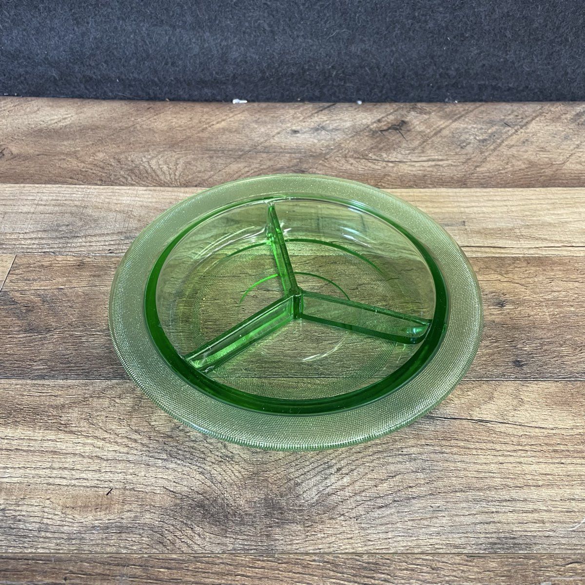 Uranium Green Glass Divided Dish