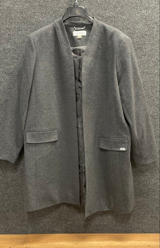 Calvin Klein Women's Gray Open Front Textured Blazer Coat Sz 18W