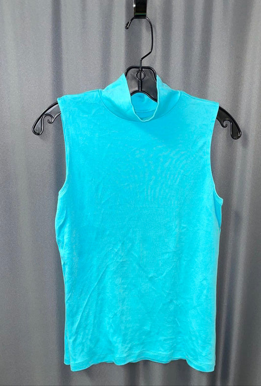 Croft & Barrow Women's Blue Mock Neck Sleeveless Tank Top Cotton Blend Sz S