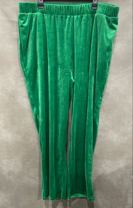 Seventh Avenue Women's Green Velour Pajama Loungewear Pants Pockets Sz 2X