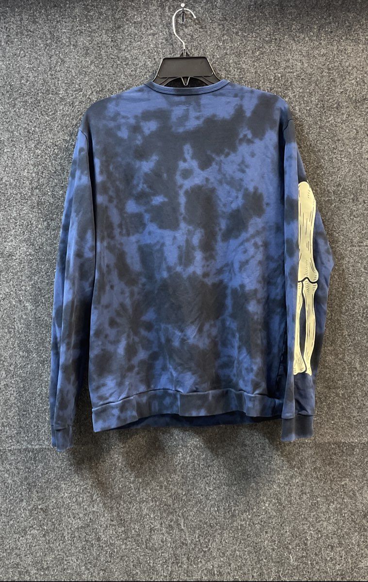 Rags Blue Tie Dye Skeleton Graphic Sweatshirt Ribs Heart Sz M